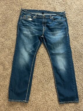 True Religion Men's Blue Washed Denim Jeans size 48 Geno relaxed slim fit